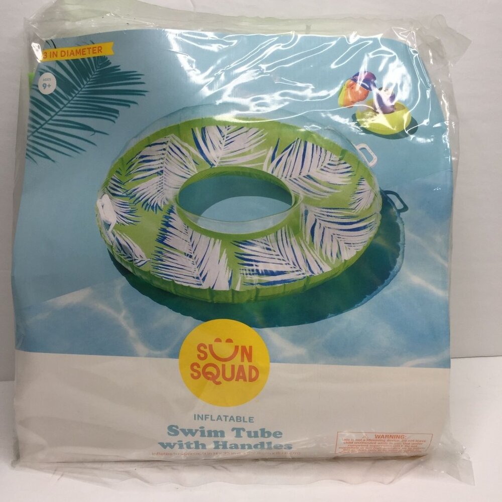 Sun Squad 33" Inflatable Swim Tube Handles Green Pool Beach Sea Fun Summer